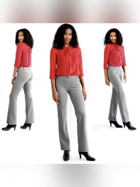 Betabrand Women's Gray/White Herringbone Dress Pant Yoga Pants Size: XXL